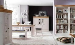 Highboard Bornholm | Kiefer Weiß / Kiefer antikfarben