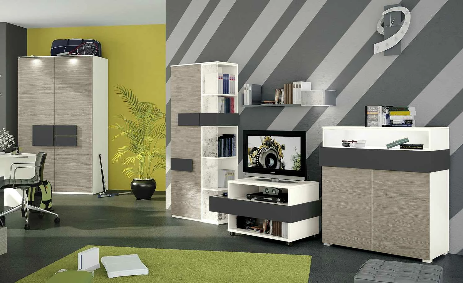 Highboard 2-türig Holly | Treibholz (Nachbildung) / Weiß / Anthrazit 1 Highboard 2-türig Holly | Treibholz (Nachbildung) / Weiß / Anthrazit