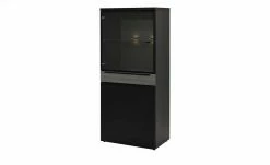 now! by hülsta Highboard now! touch | Schwarz / Samteiche Grau (Nachbildung) links