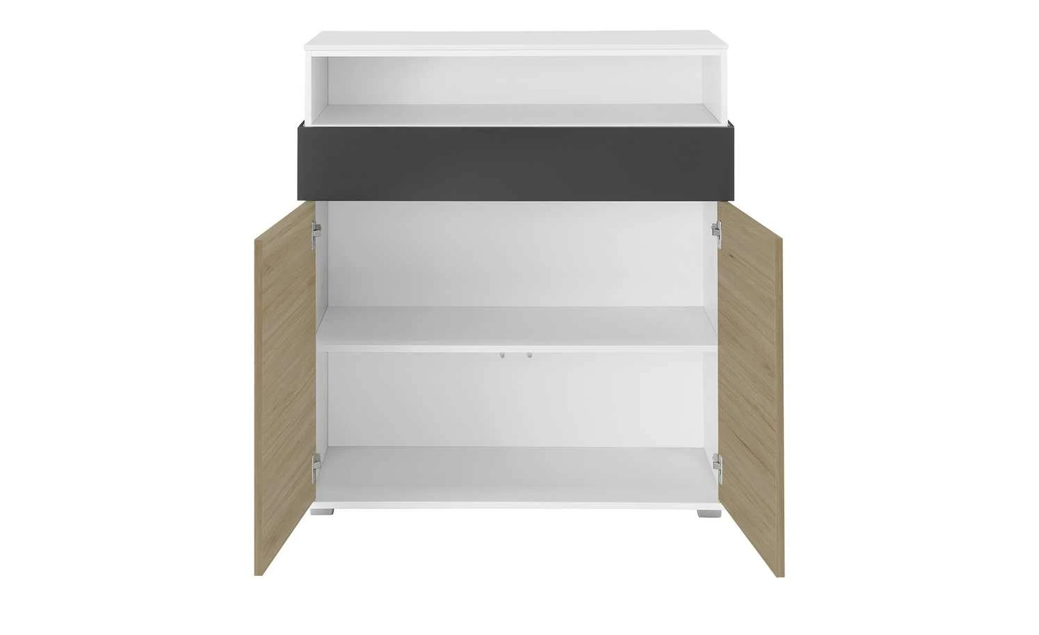 Highboard 2-türig Holly | Weiß / Hickory (Nachbildung) / Anthrazit 4 Highboard 2-türig Holly | Weiß / Hickory (Nachbildung) / Anthrazit – Bild 4