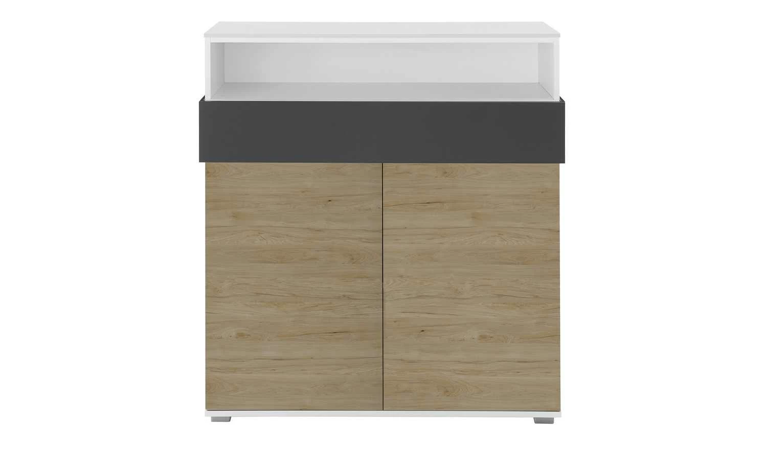 Highboard 2-türig Holly | Weiß / Hickory (Nachbildung) / Anthrazit 5 Highboard 2-türig Holly | Weiß / Hickory (Nachbildung) / Anthrazit – Bild 5