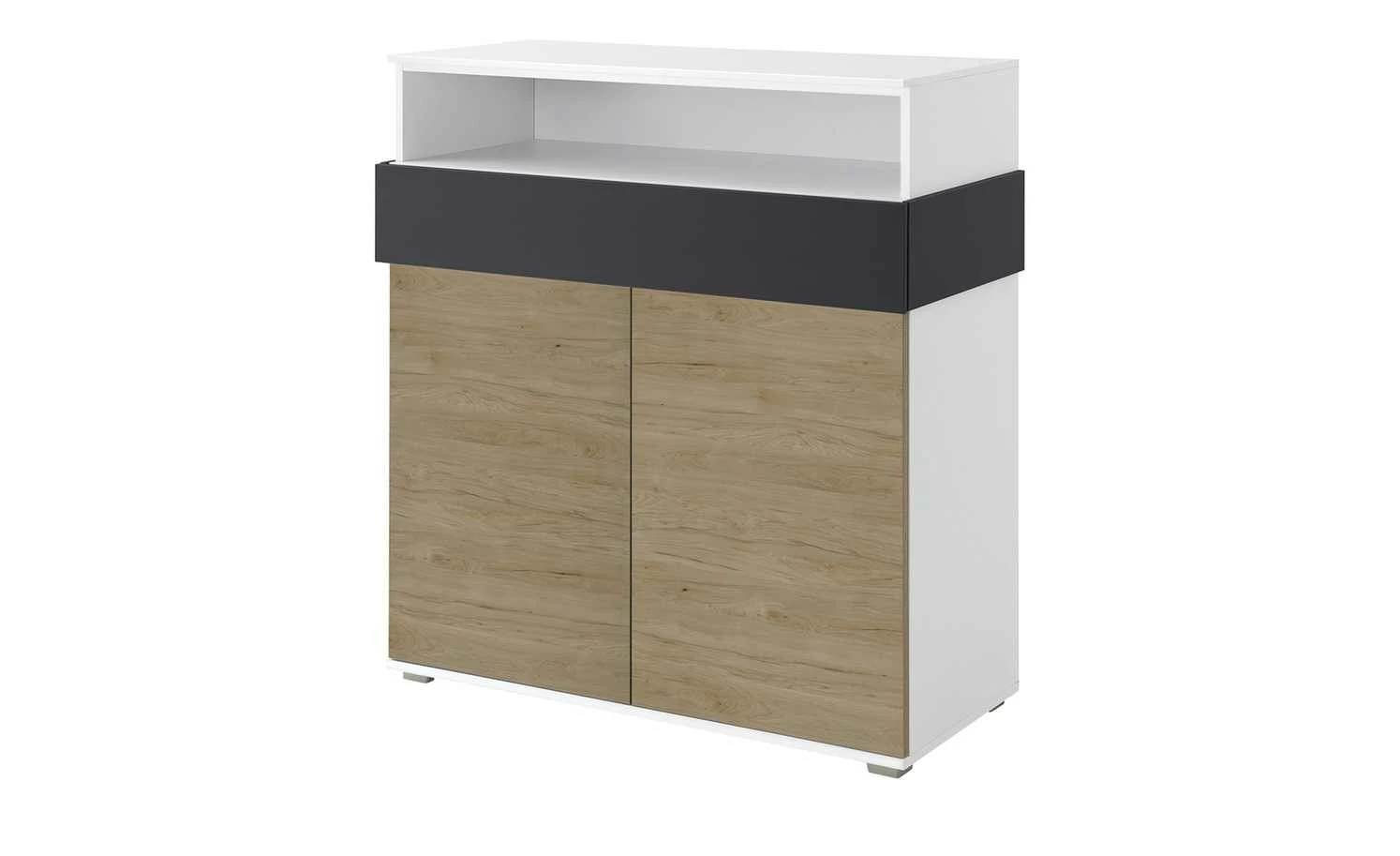 Highboard 2-türig Holly | Weiß / Hickory (Nachbildung) / Anthrazit 1 Highboard 2-türig Holly | Weiß / Hickory (Nachbildung) / Anthrazit