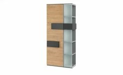 Vitrine Holly | Mittelgrau / Hickory (Nachbildung) / Anthrazit links