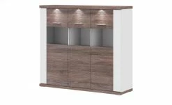 uno Highboard Titan | Weiß / Eiche Trüffel (Nachbildung) Spotbeleuchtung