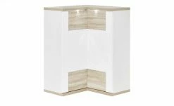 uno Eck-Highboard Titan | Eiche sägerau (Nachbildung) / Weiß