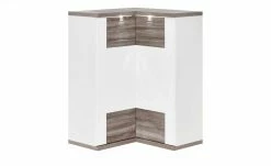uno Eck-Highboard Titan | Eiche Trüffel (Nachbildung) / Weiß