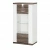 uno Vitrine Titan | Weiß / Eiche Trüffel (Nachbildung) links Spotbeleuchtung