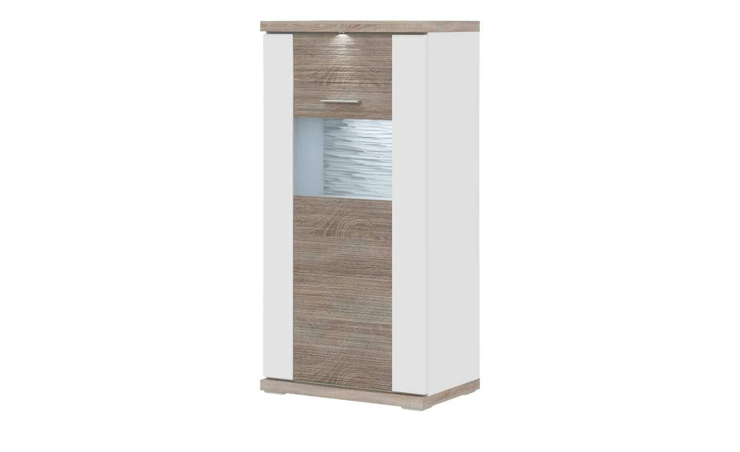 uno Highboard Titan | Weiß / Eiche sägerau (Nachbildung) links Spotbeleuchtung 1 uno Highboard Titan | Weiß / Eiche sägerau (Nachbildung) links Spotbeleuchtung