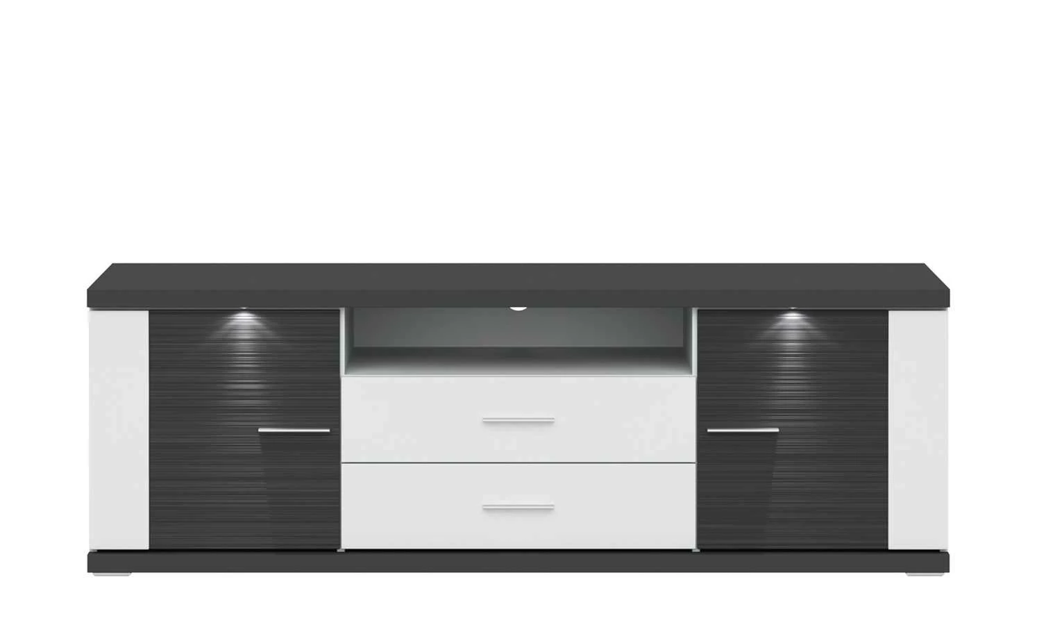 uno Lowboard Titan | Weiß / Graphit (Nachbildung) 180|cm 2 uno Lowboard Titan | Weiß / Graphit (Nachbildung) 180|cm – Bild 2