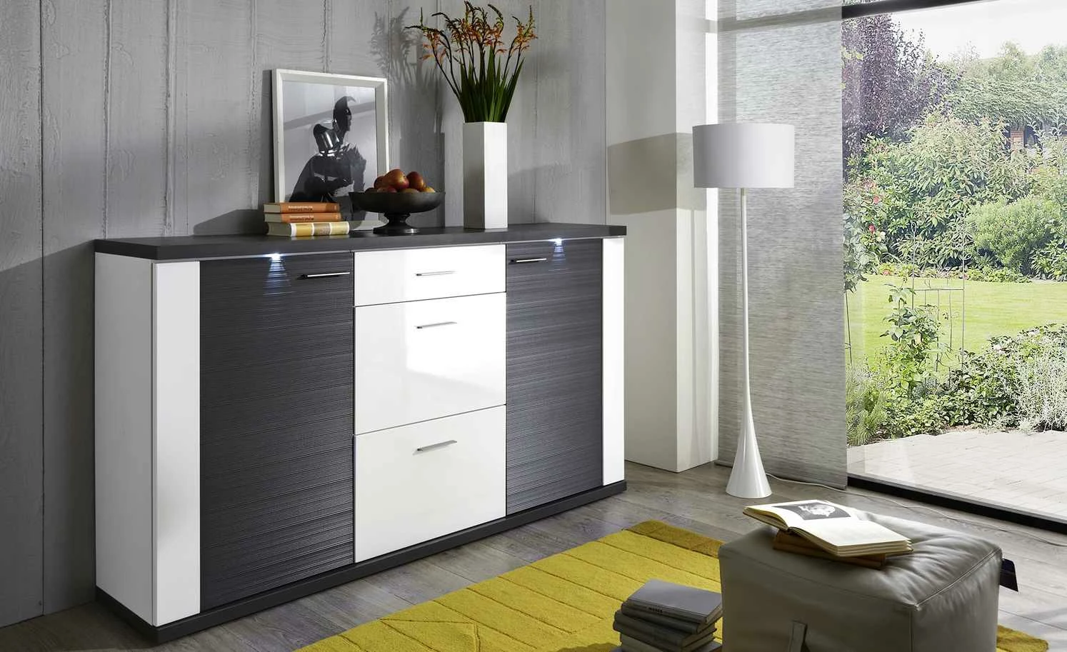 uno Sideboard Titan | Weiß / Graphit (Nachbildung) 1 uno Sideboard Titan | Weiß / Graphit (Nachbildung)