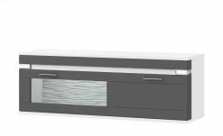 uno Hängevitrine Katt | Graphitgrau / Weiß Frontbeleuchtung