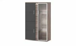 uno Vitrine Onyx | Graphitgrau / Eiche Trüffel sägerau (Nachbildung) Spotbeleuchtung Glastür rechts