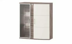 uno Hängevitrine Onyx | Vanille / Eiche Trüffel sägerau (Nachbildung) Spotbeleuchtung Glastür links