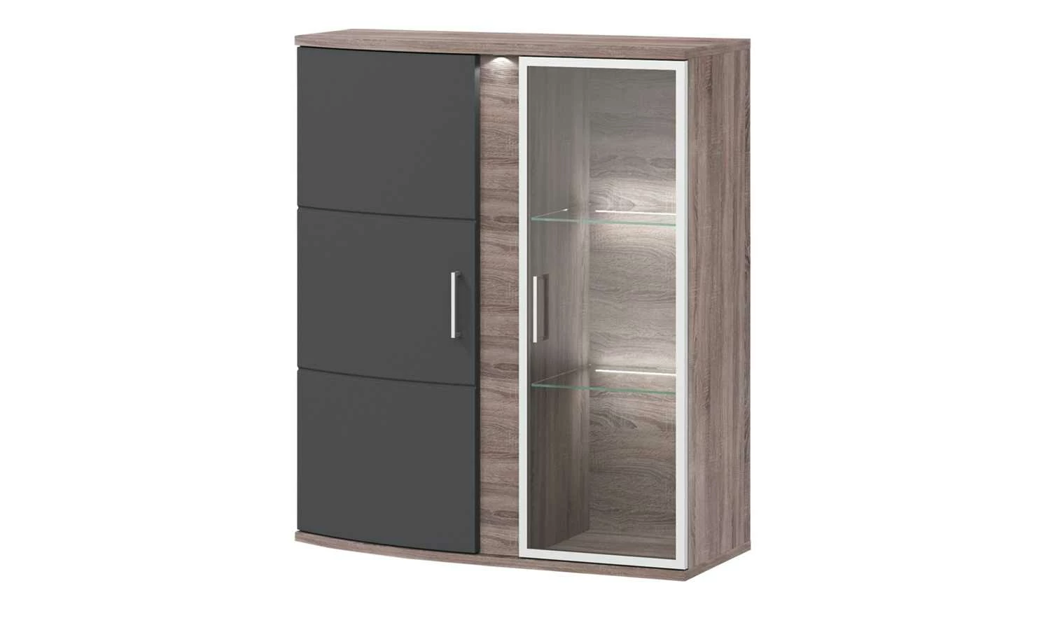 uno Hängevitrine Onyx | Graphitgrau / Eiche Trüffel sägerau (Nachbildung) Spotbeleuchtung Glastür rechts 1 uno Hängevitrine Onyx | Graphitgrau / Eiche Trüffel sägerau (Nachbildung) Spotbeleuchtung Glastür rechts