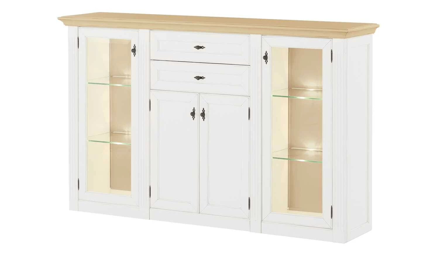 maison bleue Highboard Petit Chalet | Weiß / Asteiche mit Glastüren 15 maison bleue Highboard Petit Chalet | Weiß / Asteiche mit Glastüren – Bild 15