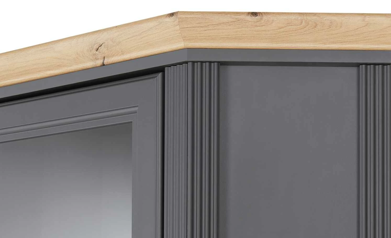Eckvitrine Varese | Graphitgrau / Asteiche (Nachbildung) 2 Eckvitrine Varese | Graphitgrau / Asteiche (Nachbildung) – Bild 2