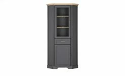 Eckvitrine Varese | Graphitgrau / Asteiche (Nachbildung)