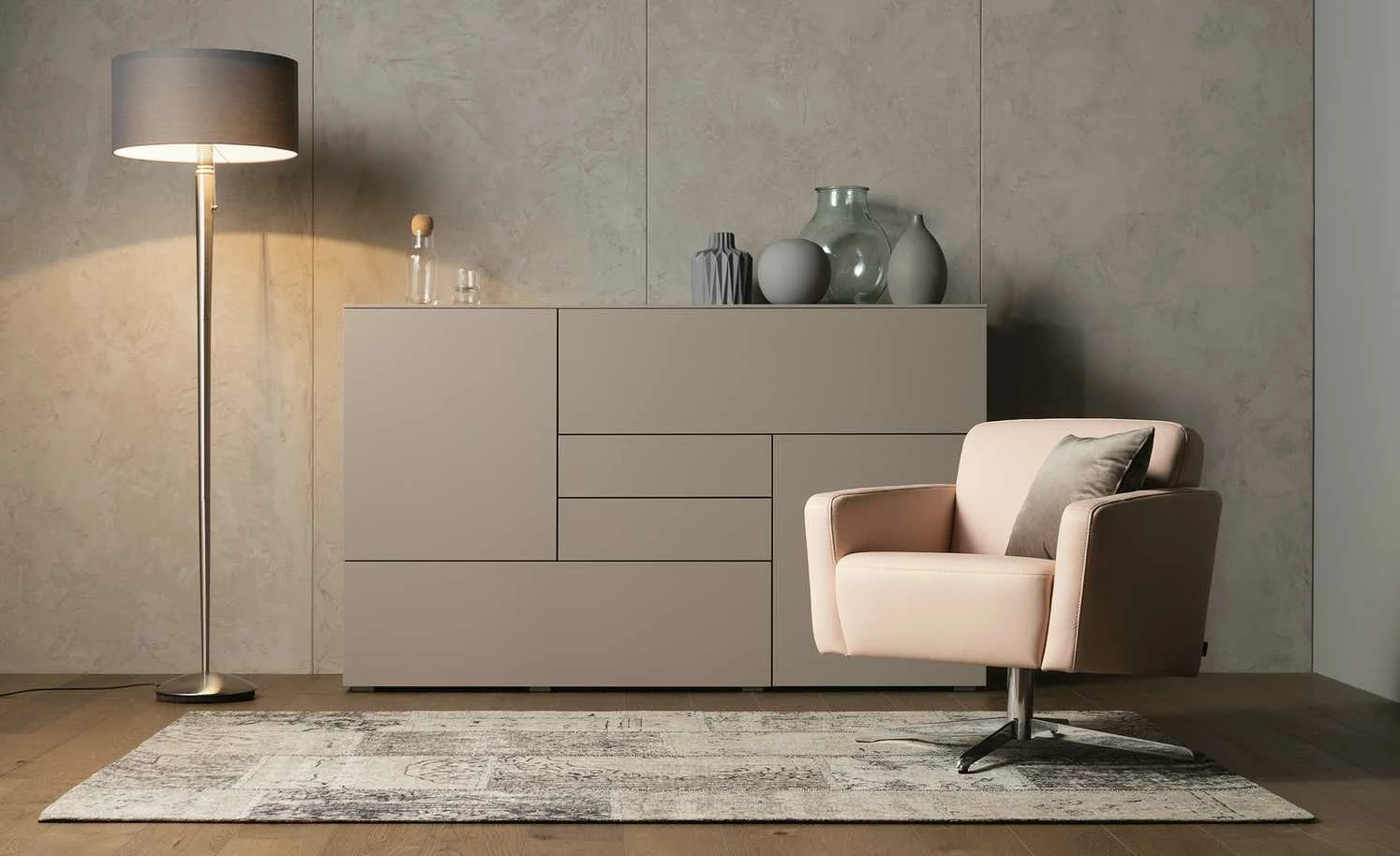 Gallery M Highboard Merano | 48|cm Ausrichtung rechts Titangrau 1 Gallery M Highboard Merano | 48|cm Ausrichtung rechts Titangrau