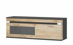 uno Hängevitrine Katt | Eiche San Remo (Nachbildung) / Graphitgrau Frontbeleuchtung & Vitrinenbeleuchtung