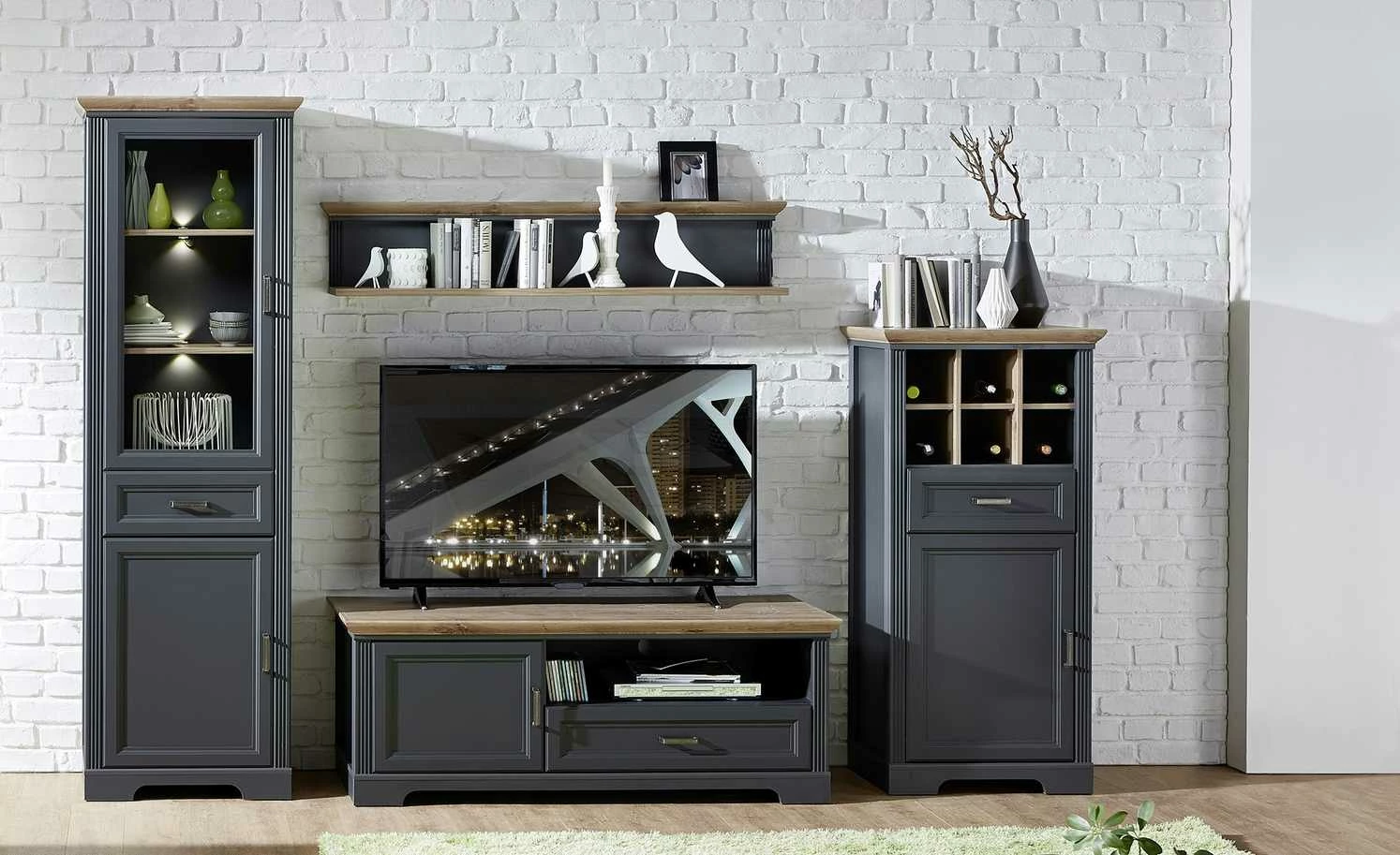 Kommode Varese | Graphitgrau / Asteiche (Nachbildung) 2 Kommode Varese | Graphitgrau / Asteiche (Nachbildung) – Bild 2