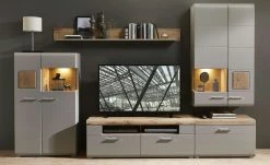 Vitrine Cortina | Basalt / Eiche Altholz (Nachbildung)