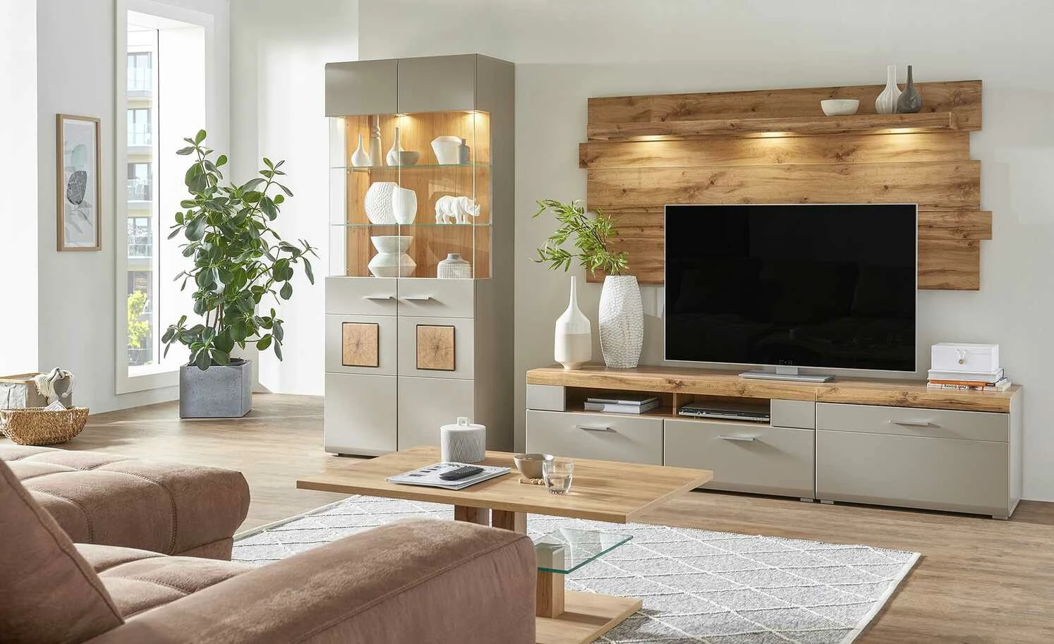 Lowboard groß Cortina | Basaltgrau / Eiche Altholz (Nachbildung) 2 Lowboard groß Cortina | Basaltgrau / Eiche Altholz (Nachbildung) – Bild 2