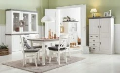 maison bleue Highboard Florian | Weiß / Grau Türen mit Glaseinsatz