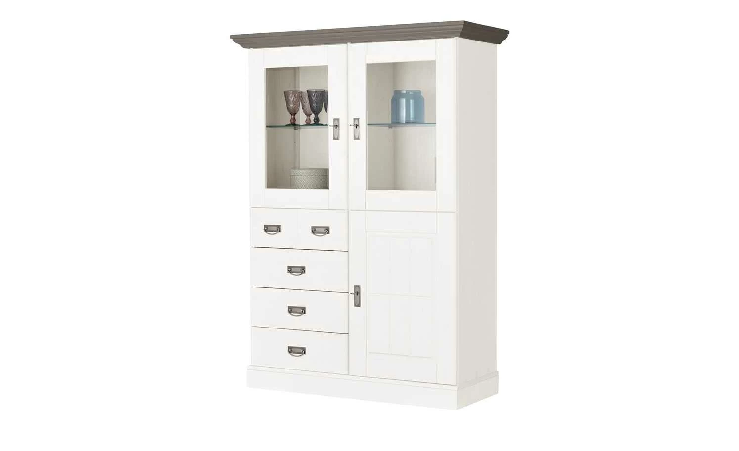 maison bleue Highboard Florian | Weiß / Grau Türen mit Glaseinsatz 10 maison bleue Highboard Florian | Weiß / Grau Türen mit Glaseinsatz – Bild 10