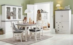 maison bleue Vitrinenaufsatz für Sideboard Florian | Weiß / Grau