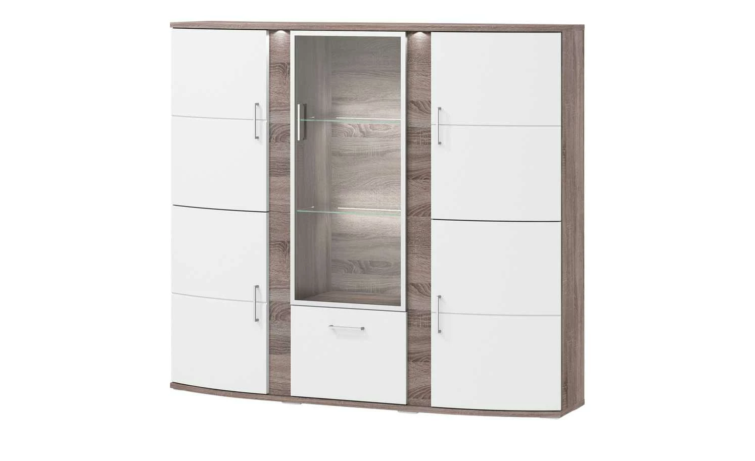 uno Highboard Onyx | Weiß / Eiche Trüffel sägerau (Nachbildung) Spotbeleuchtung 1 uno Highboard Onyx | Weiß / Eiche Trüffel sägerau (Nachbildung) Spotbeleuchtung