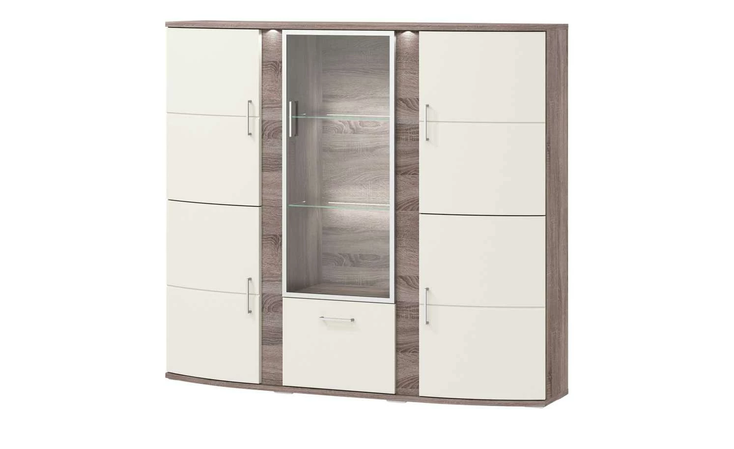 uno Highboard Onyx | Vanille / Eiche Trüffel sägerau (Nachbildung) Spotbeleuchtung 1 uno Highboard Onyx | Vanille / Eiche Trüffel sägerau (Nachbildung) Spotbeleuchtung