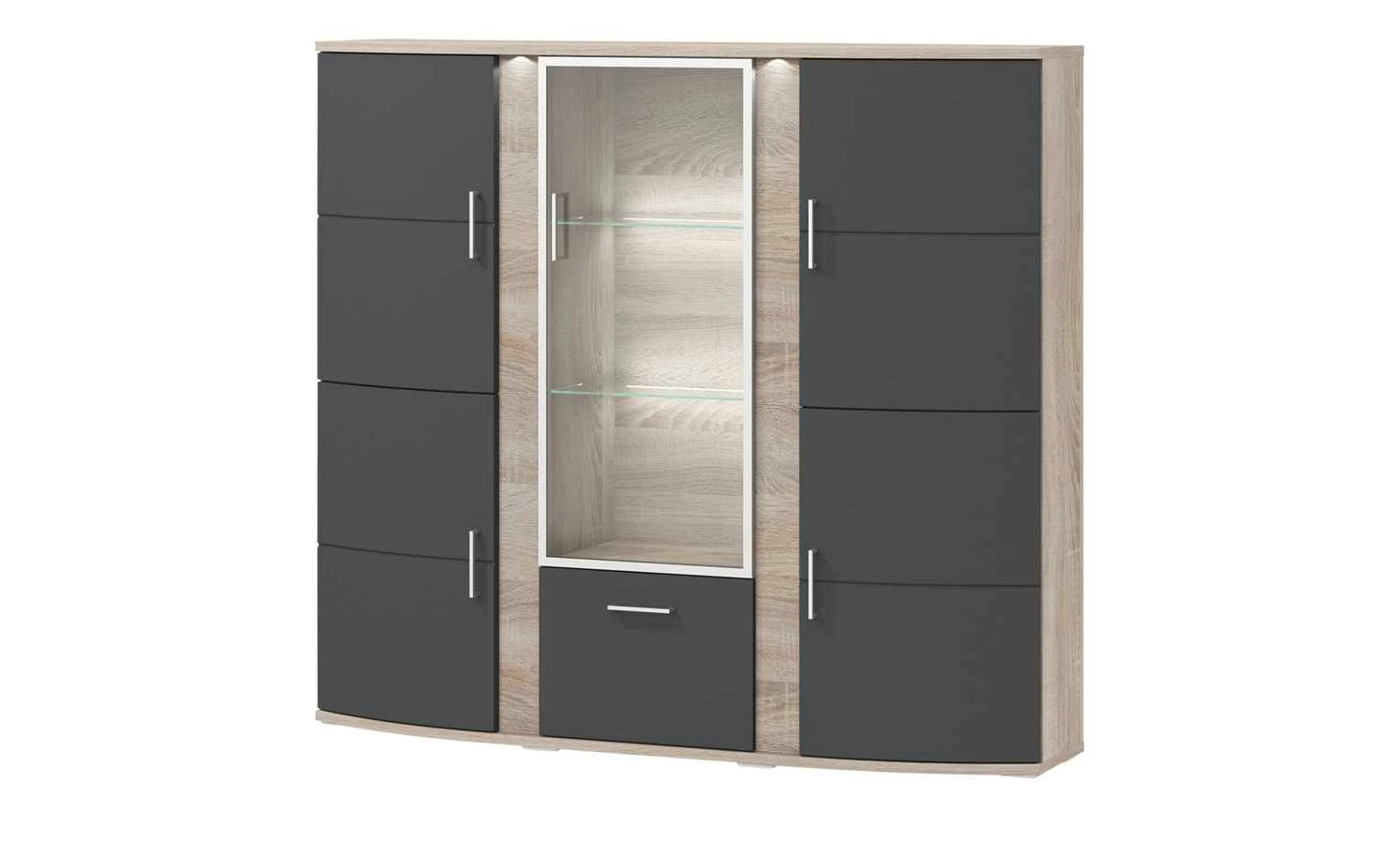 uno Highboard Onyx | Graphitgrau / Eiche sägerau (Nachbildung) Spotbeleuchtung 1 uno Highboard Onyx | Graphitgrau / Eiche sägerau (Nachbildung) Spotbeleuchtung