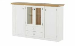 maison bleue Highboard Petit Chalet | Weiß / Asteiche mit Glasboden