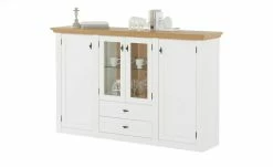 maison bleue Highboard Petit Chalet | Weiß / Asteiche mit Glasboden -Kommode & Sideboards Verkäufe 12232257 17 202207082231