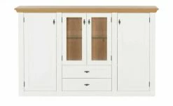 maison bleue Highboard Petit Chalet | Weiß / Asteiche mit Glasboden -Kommode & Sideboards Verkäufe 12232257 18 202207082231