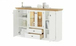 maison bleue Highboard Petit Chalet | Weiß / Asteiche mit Glasboden -Kommode & Sideboards Verkäufe 12232257 2 202207082231