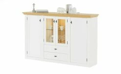 maison bleue Highboard Petit Chalet | Weiß / Asteiche mit Glasboden -Kommode & Sideboards Verkäufe 12232257 4 202207082231