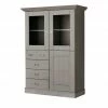 maison bleue Highboard Florian | Grau Türen mit Glaseinsatz