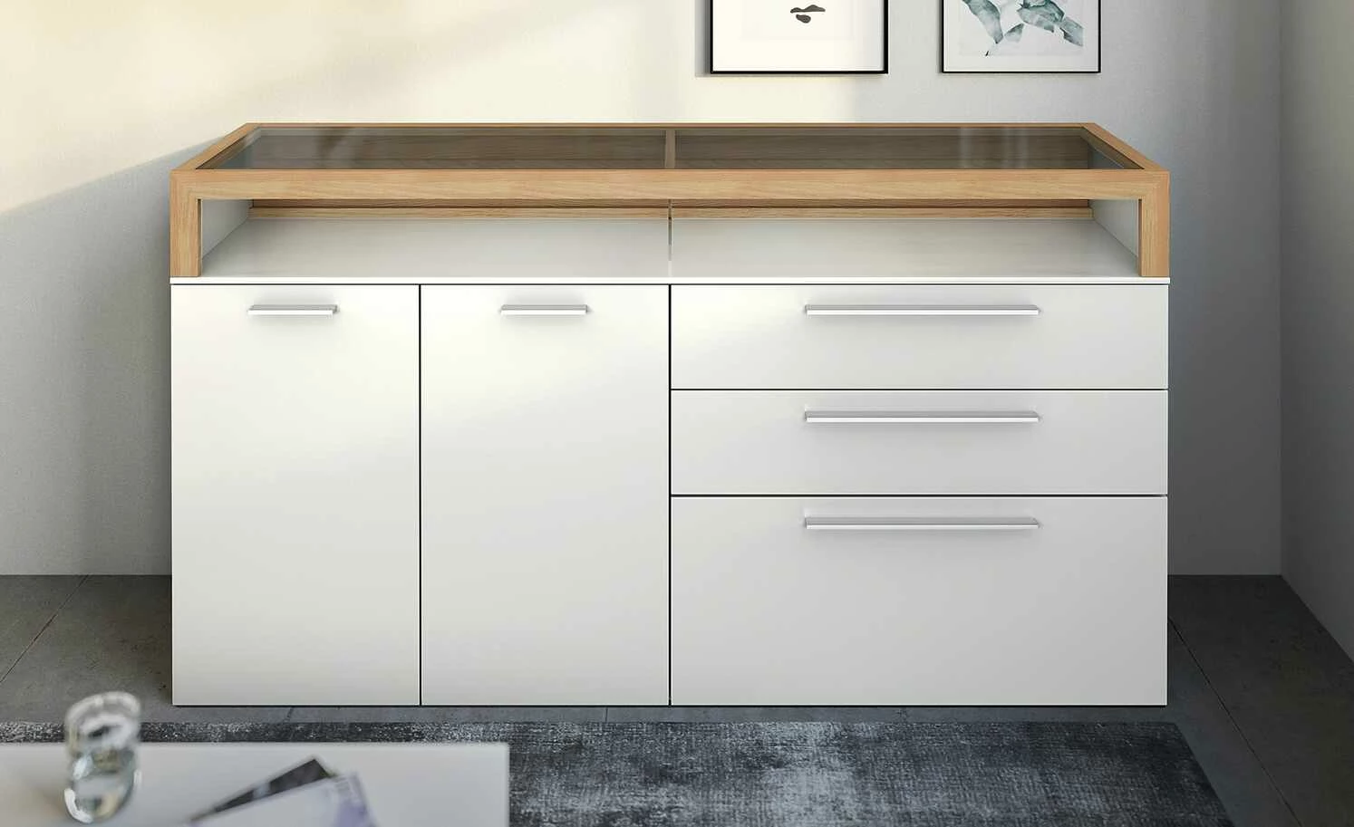 Gallery M Sideboard Arrive | Weiß / Eiche Ausrichtung links 1 Gallery M Sideboard Arrive | Weiß / Eiche Ausrichtung links