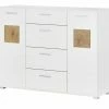Kommode Cortina | 140|cm Weiß / Hirnholz (Nachbildung)