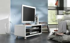 TV-Lowboard Corvara | Weiß / Schwarz