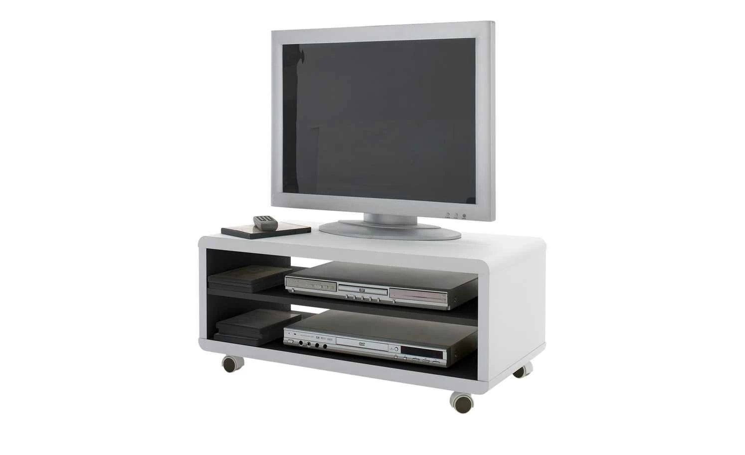 TV-Lowboard Corvara | Weiß / Schwarz 3 TV-Lowboard Corvara | Weiß / Schwarz – Bild 3