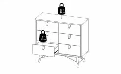 Kommode Rye | Walnuss (Nachbildung) / Schwarz 102|cm -Kommode & Sideboards Verkäufe 13100447 9 202110281301