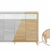 smart Highboard Oslo | Kernbuche (Nachbildung) / Kernbuche / Weiß