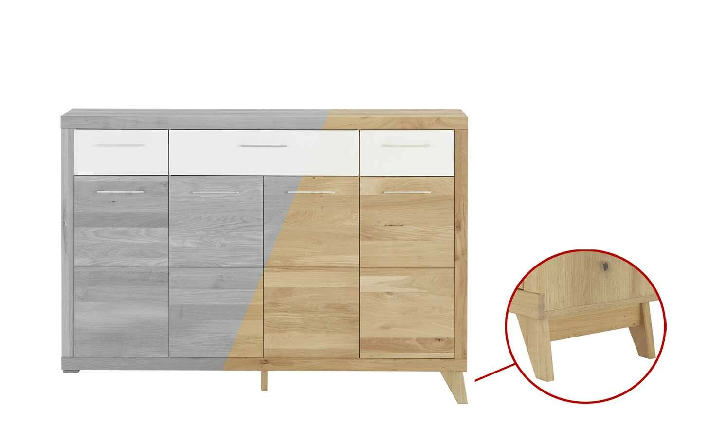 smart Highboard Oslo | Wildeiche (Nachbildung) / Weiß 1 smart Highboard Oslo | Wildeiche (Nachbildung) / Weiß