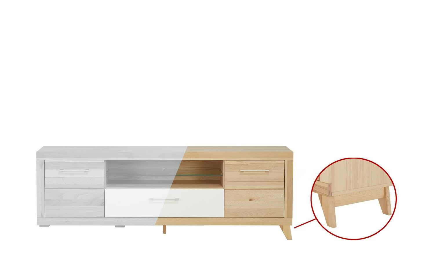 smart Lowboard Oslo | Kernbuche (Nachbildung) / Kernbuche / Weiß 1 smart Lowboard Oslo | Kernbuche (Nachbildung) / Kernbuche / Weiß