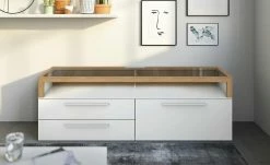 Gallery M TV-Lowboard Arrive | Weiß / Eiche Ausrichtung rechts