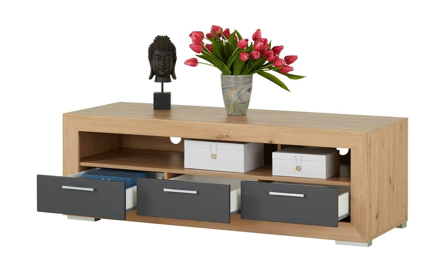 TV-Lowboard Fiesta | Asteiche (Nachbildung) / Grau 3 TV-Lowboard Fiesta | Asteiche (Nachbildung) / Grau – Bild 3