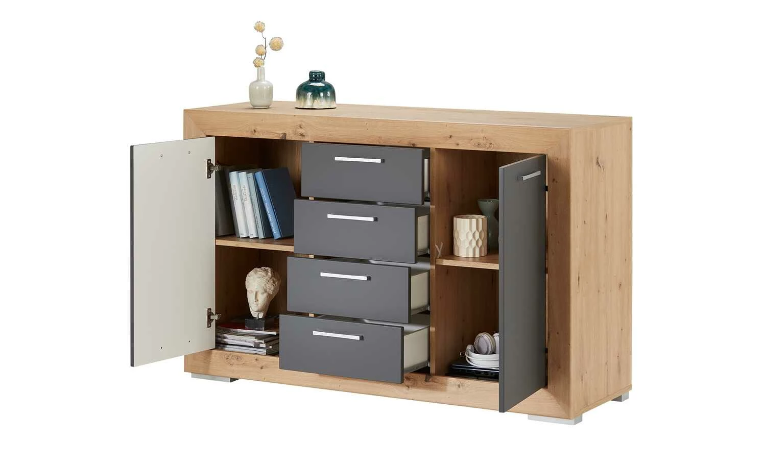 Sideboard Fiesta | Asteiche (Nachbildung) / Grau 2 Sideboard Fiesta | Asteiche (Nachbildung) / Grau – Bild 2