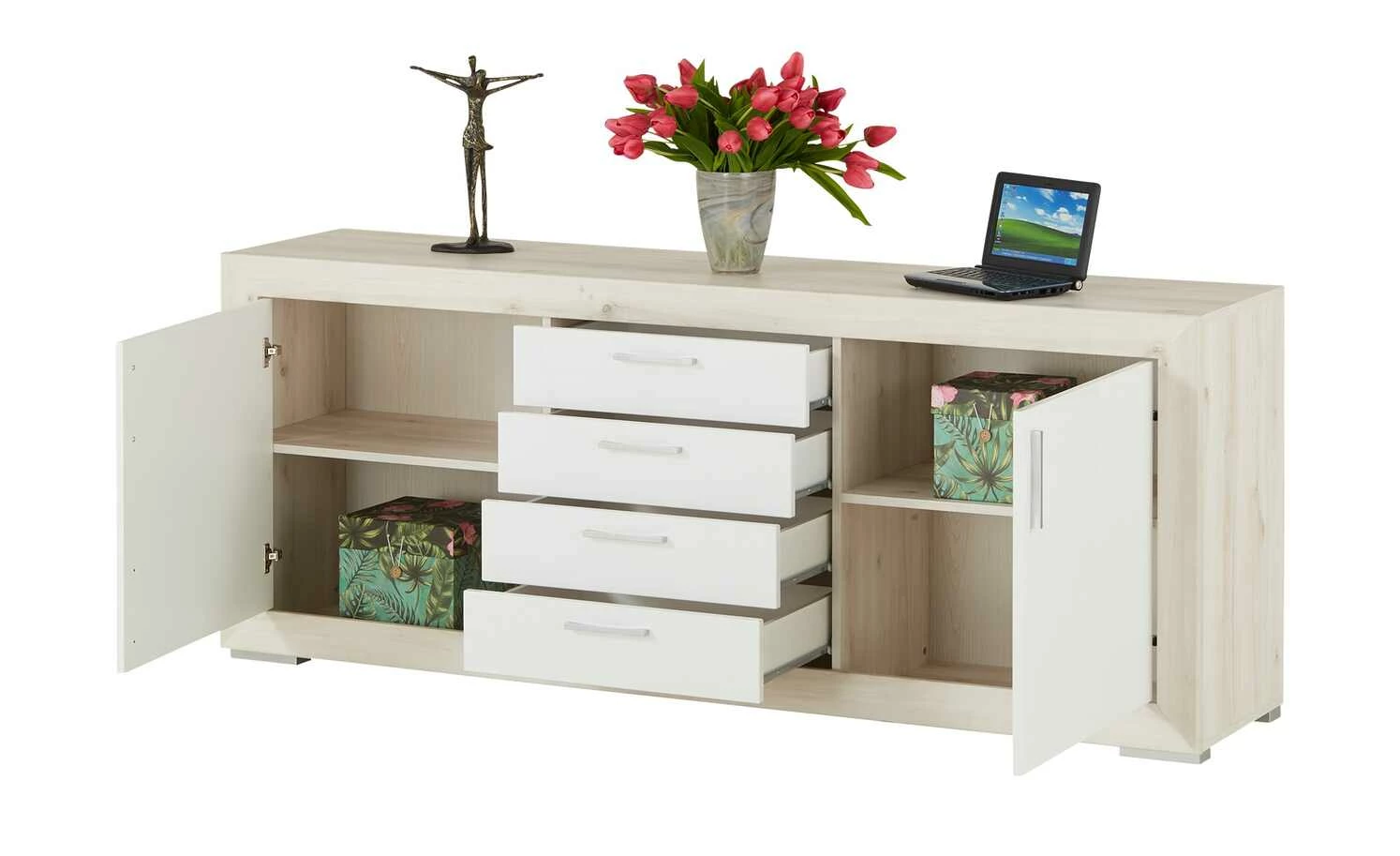 Sideboard Fiesta | Eiche hell (Nachbildung) / Weiß 8 Sideboard Fiesta | Eiche hell (Nachbildung) / Weiß – Bild 8